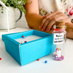 Load image into Gallery viewer, Unique Birthday Gifts for Him and Her Cute and Funny Bday Presents for Men and Women Gift for Mom Dad Family (Rainbow Unicorn Have a Magical Birthday Message Bottle in Teal Gift Box)