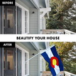Load image into Gallery viewer, G128 Combo Pack: 5 Ft Tangle Free Aluminum Spinning Flagpole (White) &amp; Colorado CO State Flag 2x3 Ft, ToughWeave Series Embroidered 300D Polyester  Pole with Flag Included