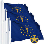 Load image into Gallery viewer, G128 3 Pack: Indiana IN State Flag  2.5x4 Ft  StormFlyer Series Embroidered 220GSM Spun Polyester  Embroidered Design, Indoor/Outdoor, Brass Grommets, Heavy Duty, All Weather