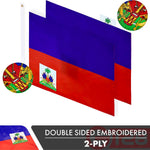 Load image into Gallery viewer, G128 10 PACK: Haiti Haitian Flag 3x5 Ft Double Sided Embroidered 210D Indoor/Outdoor, Brass Grommets, Heavy Duty Polyester