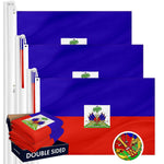 Load image into Gallery viewer, G128 3 PACK: Haiti Haitian Flag 3x5 Ft Double Sided Embroidered 210D Indoor/Outdoor, Brass Grommets, Heavy Duty Polyester