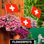 Load image into Gallery viewer, G128 30 Pack Handheld Switzerland Swiss Stick Flags  12x18 In  Printed 150D Polyester, Country Flag, Solid Wooden Stick, Spear Gold Tip