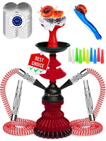 Load image into Gallery viewer, Black Red Hookah set with everything   Hookah Set 2 Hose Hookah – LilOne