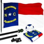 Load image into Gallery viewer, G128  6 Feet Tangle Free Spinning Flagpole (Black) North Carolina Flag Brass Grommets Embroidered 3x5 ft (Flag Included) Aluminum Flag Pole