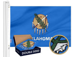 Load image into Gallery viewer, G128 Oklahoma State Flag  3x5 Ft  Double ToughWeave Series Double Sided Embroidered 210D Polyester  Embroidered Design, Indoor/Outdoor, Brass Grommets, Heavy Duty, 2ply