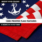 Load image into Gallery viewer, G128 Combo Pack: 6 Ft Tangle Free Aluminum Spinning Flagpole (White) &amp; American USA Yacht Ensign Flag 3x5 Ft, LiteWeave Pro Series Printed 150D Polyester  Pole with Flag Included