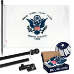 Load image into Gallery viewer, G128  6 Feet Tangle Free Spinning Flagpole (Black) US Coast Guard Double Sided Brass Grommets Embroidered 3x5 ft (Flag Included) Aluminum Flag Pole