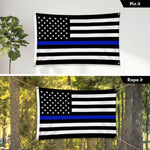 Load image into Gallery viewer, G128 Combo Pack: 6 Ft Tangle Free Aluminum Spinning Flagpole (Silver) &amp; Thin Blue Line Flag 3x5 Ft, LiteWeave Pro Series Printed 150D Polyester, 4 Corner Brass Grommets  Pole with Flag Included