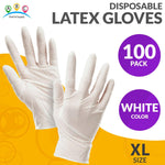 Load image into Gallery viewer, White Latex Gloves X Large Pack of 100 Non Medical Latex Disposable Gloves Ambidextrous Durable Disposable Latex Gloves.