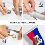 Load image into Gallery viewer, G128 Combo Pack: 6 Ft Tangle Free Spinning Flagpole (Silver) &amp; Haiti Flag 3x5 Ft Printed 150D Polyester, Brass Grommets (Flag Included) Aluminum Flag Pole