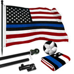 Load image into Gallery viewer, Flag Pole 5 FT Black Tangle Free Blue Lives Matter Flag 2.5x4 FT Combo