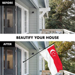 Load image into Gallery viewer, G128 Combo Pack: 6 Ft Tangle Free Aluminum Spinning Flagpole (Black) &amp; Singapore Singaporean Flag 3x5 Ft, LiteWeave Pro Series Printed 150D Polyester  Pole with Flag Included