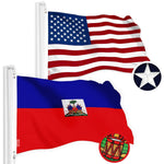 Load image into Gallery viewer, G128 Combo Pack: American USA Flag 2.5x4 Ft &amp; Haiti Flag 2.5x4 Ft, Both Embroidered SPUN Polyester, Indoor/Outdoor, Brass Grommets