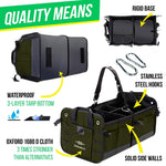 Load image into Gallery viewer, Trunk Organizer with Covering Net Attachable Non Slip Pads and Stainless Hooks Military Green