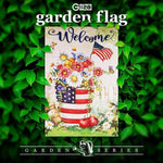 Load image into Gallery viewer, Garden Flag Welcome USA Flag Flower Pot 12x18 Inch Printed Blockout Polyester