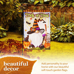 Load image into Gallery viewer, G128 Combo Pack: Garden Flag Stand Black 36 in x 16 in &amp; Garden Flag Halloween Decoration Trick or Treat Witch Hat Gnome with Broom 12x18 DoubleSided Blockout Fabric