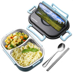 Load image into Gallery viewer, 48.5 Oz Stainless Steel Bento Box Adult with Phone Stand – Reusable Stainless Steel Lunch Box for Hot Food with Durable Plastic &amp; Soft Rubber Cover – Insulated Lunch Containers with Spoon &amp; Chopsticks