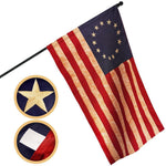 Load image into Gallery viewer, G128 Betsy Ross TeaStained Flag  2.5x4 Ft  Pole Sleeve Embroidered 420D Polyester  Embroidered Stars, Sewn Stripes, Brass Grommets, Indoor/Outdoor, Vibrant Colors, Quality Polyester