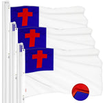 Load image into Gallery viewer, G128 3 Pack: Christian Flag  5x8 Ft  ToughWeave Series Embroidered 300D Polyester  Religious Flag, Embroidered Design, Indoor/Outdoor, Brass Grommets