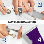 Load image into Gallery viewer, G128 Combo Pack: 5 Ft Tangle Free Aluminum Spinning Flagpole (Silver) &amp; Solid Purple Color Flag 2.5x4 Ft, LiteWeave Pro Series Printed 150D Polyester  Pole with Flag Included
