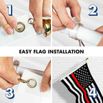 Load image into Gallery viewer, G128 Combo Pack: 6 Feet Tangle Free Spinning Flagpole (White) Thin Red Line Flag 3x5 ft Printed 150D Brass Grommets (Flag Included) Aluminum Flag Pole