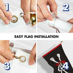 Load image into Gallery viewer, G128 Combo Pack: 5 Ft Tangle Free Aluminum Spinning Flagpole (White) &amp; Pirate Jolly Roger Red Head Scarf Flag 2.5x4 Ft, ToughWeave Series Embroidered 300D Polyester  Pole with Flag Included