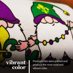 Load image into Gallery viewer, G128 Garden Flag Mardi Gras Three Gnomes 12x18 Burlap Fabric