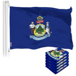 Load image into Gallery viewer, G128 5 Pack: Maine ME State Flag  3x5 Ft  LiteWeave Pro Series Printed 150D Polyester  Indoor/Outdoor, Vibrant Colors, Brass Grommets, Thicker and More Durable Than 100D 75D Polyester