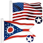 Load image into Gallery viewer, G128 Combo Pack: American USA Flag 1x1.5 Ft &amp; Ohio OH State Flag 1x1.5 Ft  Both ToughWeave Series Embroidered 300D Polyester, Embroidered Design, Indoor/Outdoor, Brass Grommets