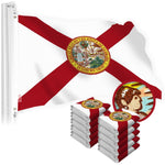 Load image into Gallery viewer, G128 10 Pack: Florida FL State Flag  2x3 Ft  StormFlyer Series Embroidered 220GSM Spun Polyester  Embroidered Design, Indoor/Outdoor, Brass Grommets, Heavy Duty, All Weather