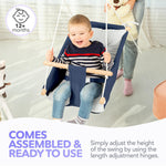 Load image into Gallery viewer, Canvas Kids Swing Wooden Hanging Seat Chair with Safety Belt Durable Toddler Seat Suitable for Outdoor and Indoor Use Mounting Hardware Included Blue