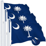 Load image into Gallery viewer, G128 3 Pack: South Carolina SC State Flag  2x3 Ft  StormFlyer Series Embroidered 220GSM Spun Polyester  Embroidered Design, Indoor/Outdoor, Brass Grommets, Heavy Duty, All Weather