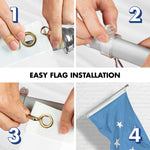 Load image into Gallery viewer, G128 Combo Pack: 6 Ft Tangle Free Aluminum Spinning Flagpole (Silver) &amp; Micronesia Micronesian Flag  3x5 Ft LiteWeave Pro Series Printed 150D Polyester  Pole with Flag Included