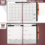 Load image into Gallery viewer, 2025 2026 HARDCOVER Leather Planner Weekly &amp; Monthly   6.5 * 8.5 Inches   Academic Planner Business Personal or Student   Pen Holder Thick Paper July 2025   June 2026 (Dark Red)