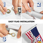 Load image into Gallery viewer, G128 Combo Pack: 6 Ft Tangle Free Aluminum Spinning Flagpole (Silver) &amp; American USA Proud and Free Eagle Flag Flag 3x5 Ft, LiteWeave Pro Series Printed 300D Polyester  Pole with Flag Included