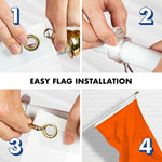 Load image into Gallery viewer, G128 Combo Pack: 5 Ft Tangle Free Aluminum Spinning Flagpole (White) &amp; Solid Orange Color Flag 2.5x4 Ft, LiteWeave Pro Series Printed 150D Polyester  Pole with Flag Included