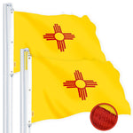 Load image into Gallery viewer, G128 2 Pack: New Mexico NM State Flag  5x8 Ft  StormFlyer Series Embroidered 220GSM Spun Polyester  Embroidered Design, Indoor/Outdoor, Brass Grommets, Heavy Duty, All Weather