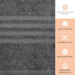Load image into Gallery viewer, Wealuxe Grey Bath Towels Set of 4 Cotton 27x54 Inch Body Towel for Hotel Gym