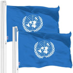 Load image into Gallery viewer, G128 2 Pack: United Nations Flag  3x5 Ft  LiteWeave Pro Series Printed 150D Polyester  Indoor/Outdoor, Vibrant Colors, Brass Grommets, Thicker and More Durable Than 100D 75D Polyester