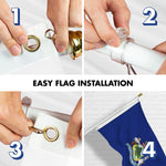 Load image into Gallery viewer, G128 Combo Pack: 6 Ft Tangle Free Aluminum Spinning Flagpole (White) &amp; Maine ME State Flag 3x5 Ft, LiteWeave Pro Series Printed 300D Polyester  Pole with Flag Included