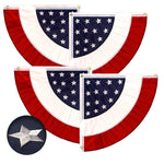 Load image into Gallery viewer, 2 Pack: USA Pleated Fan Flag 2x2 Feet Star Center Quarter Circle Embroidered Polyester Stars and Stripes