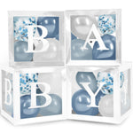 Load image into Gallery viewer, Baby Shower Boxes with Letters 44 Pcs White Boxes with White Dusty Blue Light Blue and Confetti Balloons Gender Reveal &amp; Party Decoration Set by