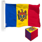 Load image into Gallery viewer, G128 5 Pack: Moldova Moldovan Flag  3x5 Ft  LiteWeave Pro Series Printed 150D Polyester  Country Flag, Indoor/Outdoor, Vibrant Colors, Brass Grommets, Thicker and More Durable Than 100D 75D Poly