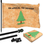 Load image into Gallery viewer, G128 Combo Pack: 6 Ft Tangle Free Aluminum Spinning Flagpole (Black) &amp; An Appeal to Heaven TeaStained Flag 3x5 Ft, LiteWeave Pro Series Printed 300D Polyester  Pole with Flag Included