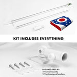 Load image into Gallery viewer, G128 Combo Pack: 5 Ft Tangle Free Aluminum Spinning Flagpole (Silver) &amp; Ohio OH State Flag 2x3 Ft, StormFlyer Series Embroidered 220GSM Spun Polyester  Pole with Flag Included