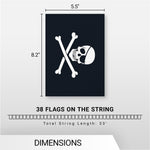 Load image into Gallery viewer, G128 Pirate (Jolly Roger)  Bones Bunting Banner  Flag 8.2 x 5.5 Inch, Full String 33 Feet  Printed 150D Polyester, Decorations For Bar and Festival Events Celebration