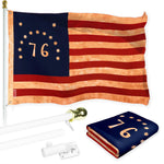 Load image into Gallery viewer, Combo Pack 6 Ft Tangle Free Aluminum Spinning Flagpole White Bennington 76