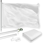 Load image into Gallery viewer, G128 Combo Pack: 6 Feet Tangle Free Spinning Flagpole (Silver) Solid White Flag 3x5 ft Printed 150D Brass Grommets (Flag Included) Aluminum Flag Pole