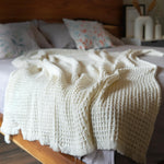 Load image into Gallery viewer, The Fine Living Co. 100% Cotton Waffle Weave Throw Blanket Lightweight Soft and Breathable Throw Blanket for All Season Skin Friendly Blanket for Couch Bed Sofa  50”x60” inches Ivory