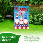Load image into Gallery viewer, G128 Garden Flag Welcome 3 Patriotic Gnomes  12x18 Inch  Printed Blockout Polyester  Patriotic Decoration